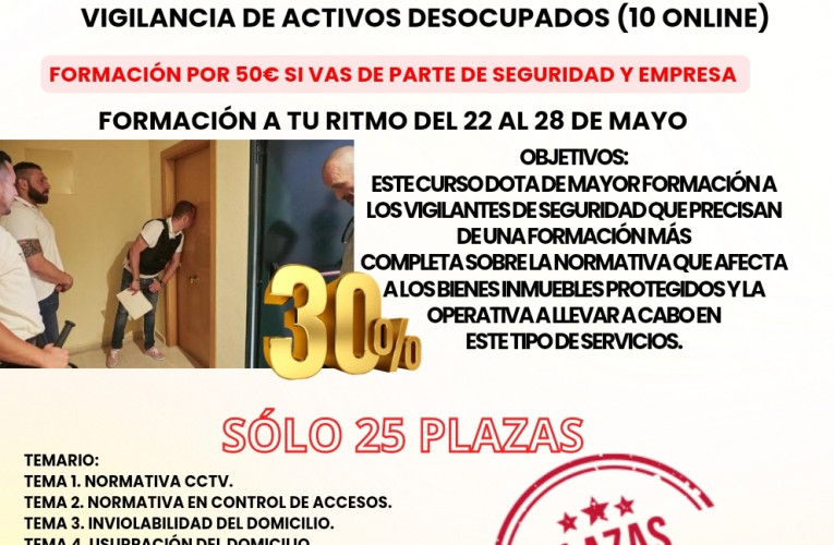 Cursos por 50€: Vigilancia de Activos Desocupados (10 horas online)